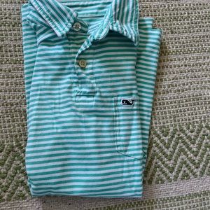 Vineyard Vines size 12-14 lovely green and white striped polo short sleeves.